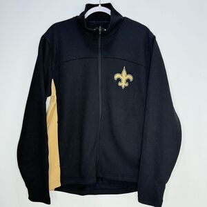 NFL New Orleans Saints Full Zip Jacket Mens Sz L Thick Waffle Knit Fleece Lined